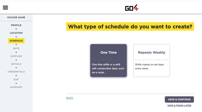 one time vs. repeats